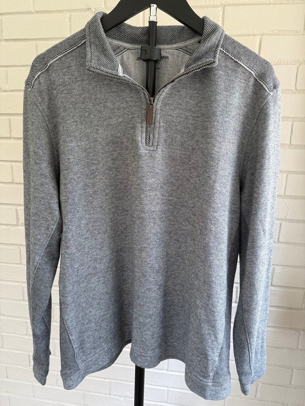 Johnston & Murphy 1/4 Zip Pullover Men's M Gray Mock Neck Sweater Knit Golf